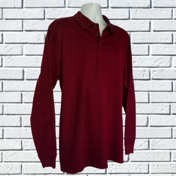 Pebble Beach Cool Comfort Long Sleeve Golf Polo Shirt XL Red Performance - Picture 6 of 15